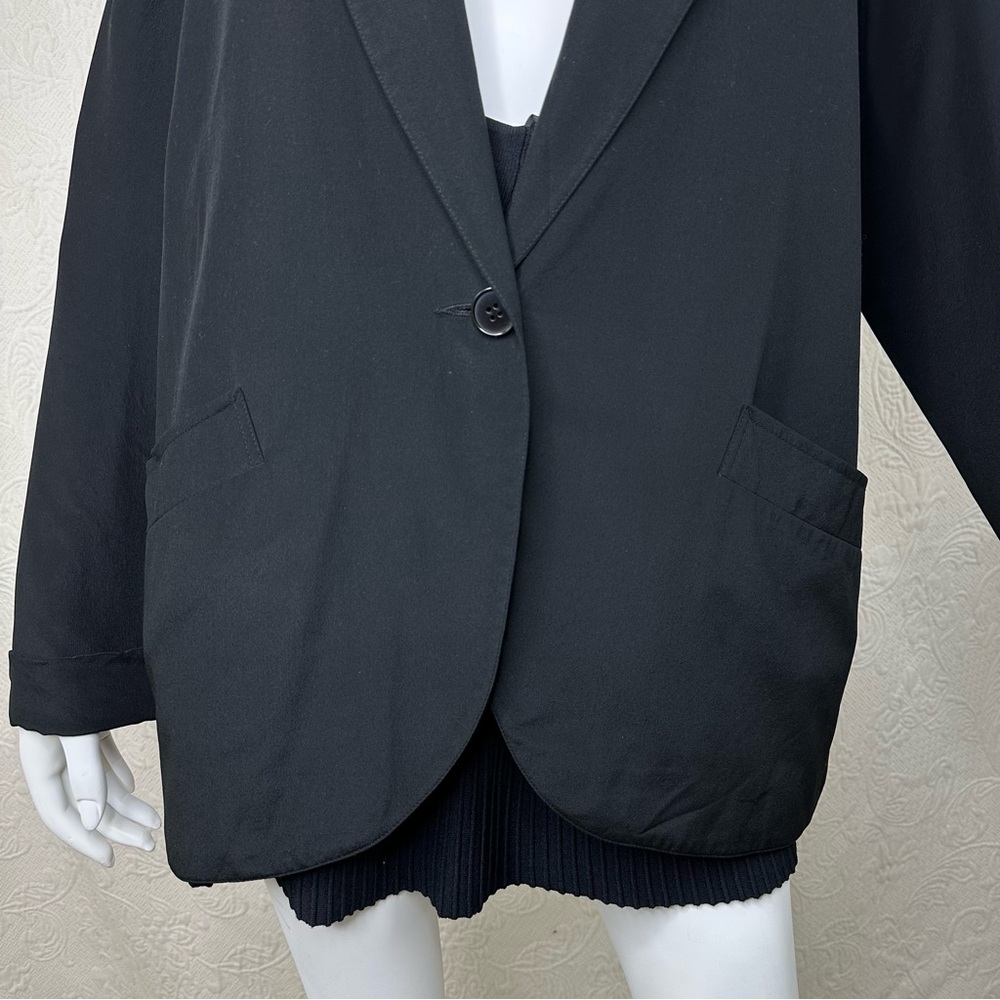 VTG 80s 100% Silk Independent Style Black Blazer - Picture 4 of 16